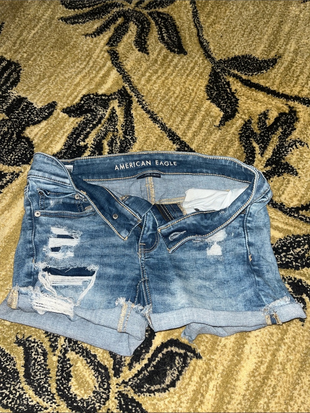 American Eagle Outfitters Distressed Light Blue Denim Jean Shorts